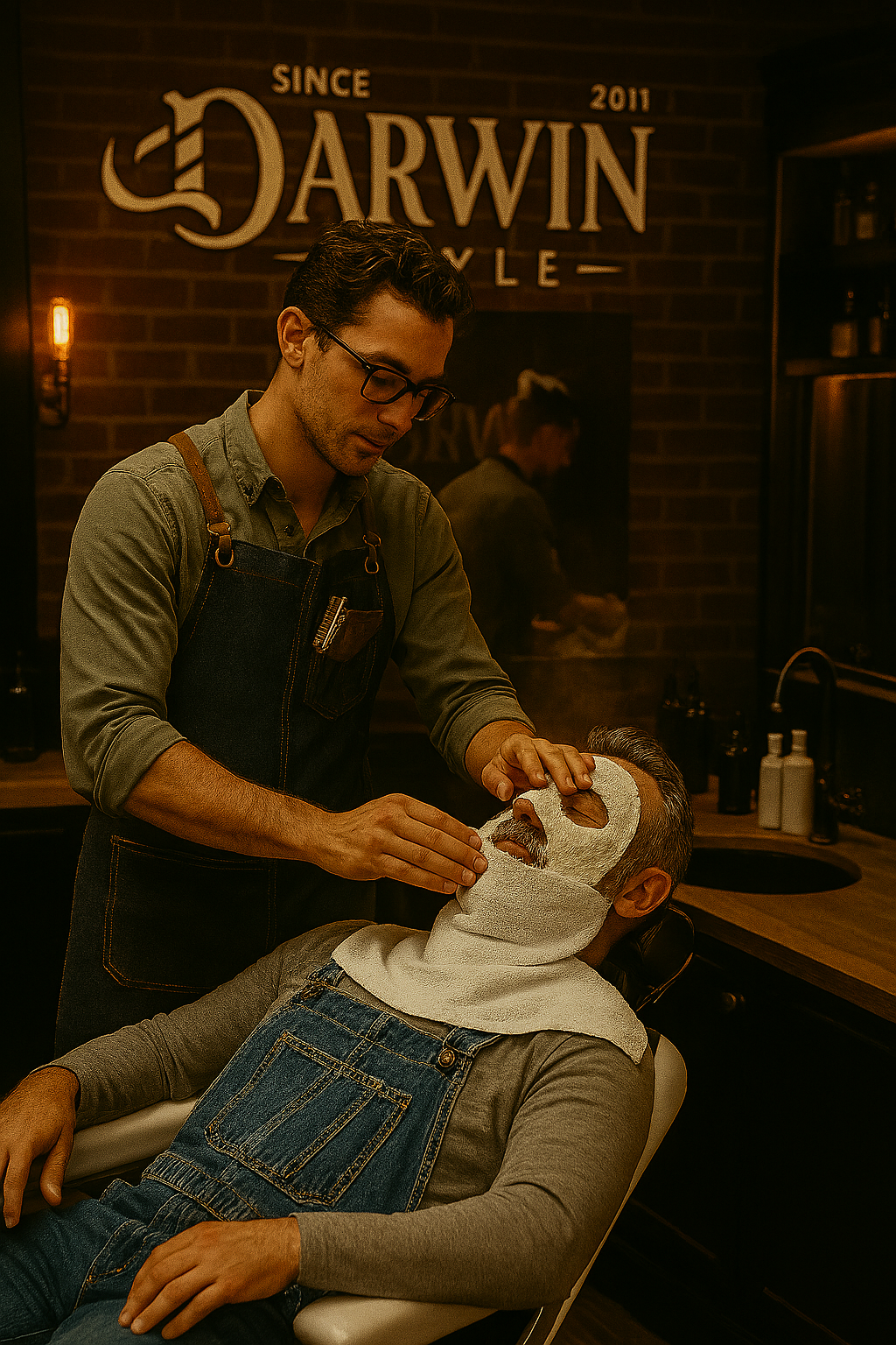 Mascarilla negra en barbería